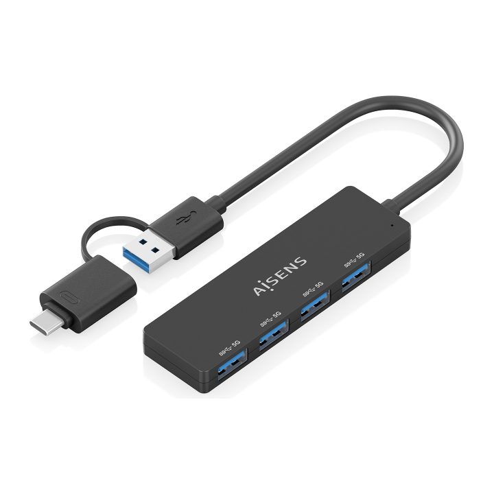 AISENS Hub USB 3.1 USB-C USB-A, USB-C/M+USB-A/M-4xTIPO A/H, Negro…