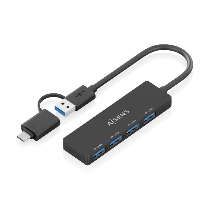 AISENS Hub USB 3.1 USB-C USB-A, USB-C/M+USB-A/M-4xTIPO A/H, Preto…