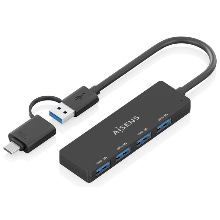 AISENS USB 3.1 USB-C USB-A Hub, USB-C/M+USB-A/M-4xTIPO A/H, Black…