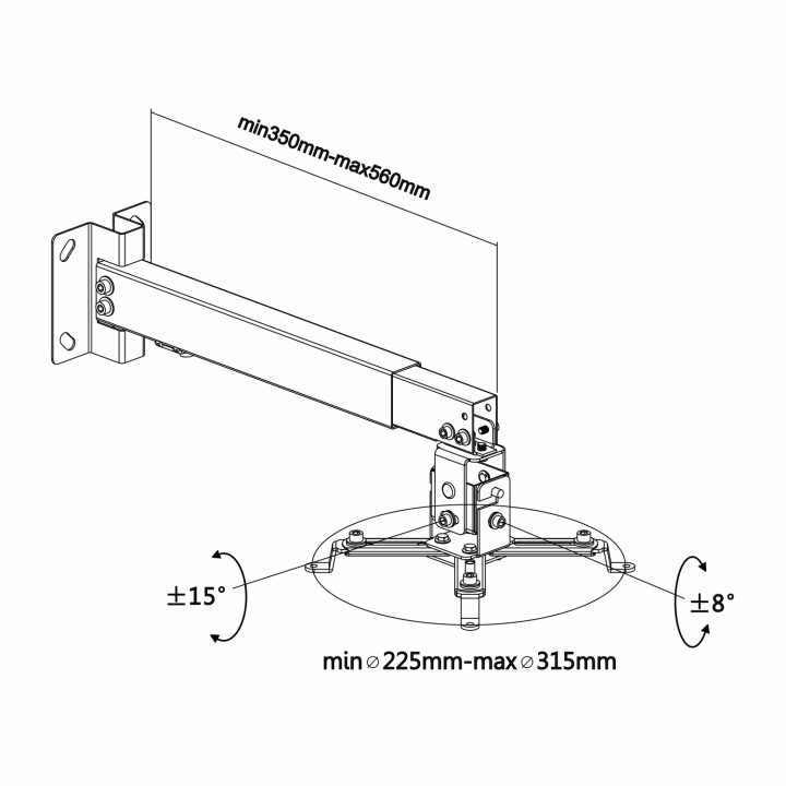 AISENS CWP01TSE-047 suporte para projetor Teto/Parede Preto