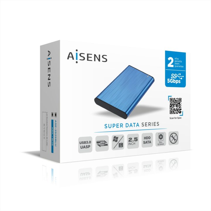 AISENS Caja Externa 2,5" ASE-2525BLU 9.5mm SATA a USB 3.0/USB3.1…