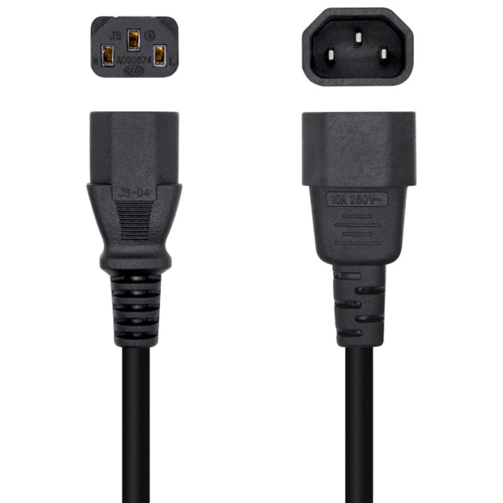AISENS CPU Power Cable, C13/H-C14/M, Black, 3.0m
