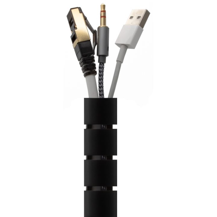 AISENS Organizador De Cable En Espiral 25mm, Negro, 2.0 m