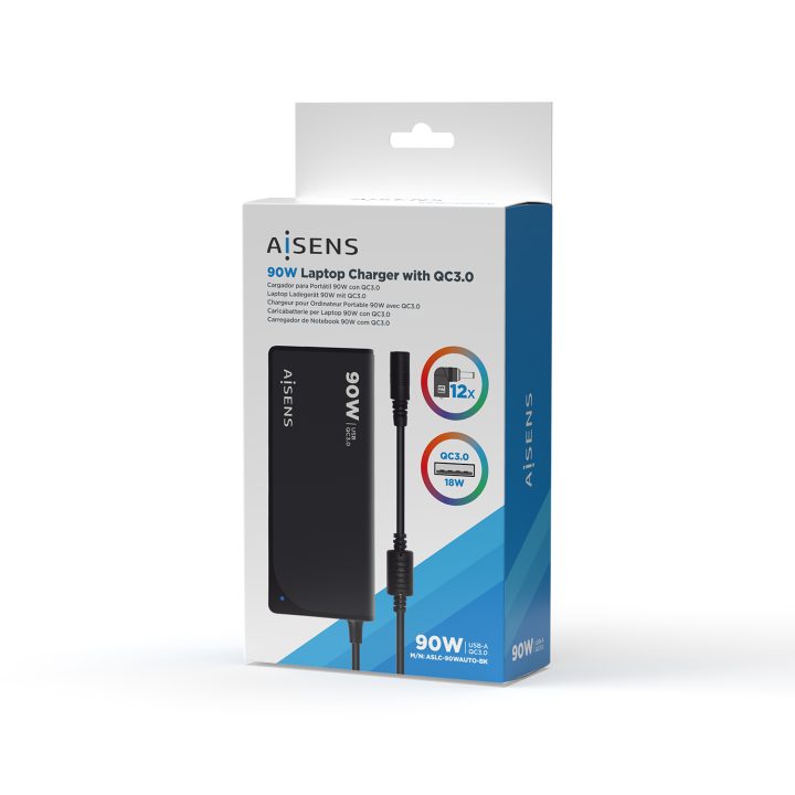 AISENS ASLC-90WAUTO-BK adaptador e inversor de corrente Interior 90 W…