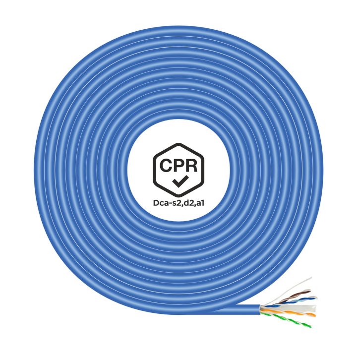 AISENS RJ45 Network Cable LSZH CPR Dca CAT.6 UTP AWG24, Blue, 100 m