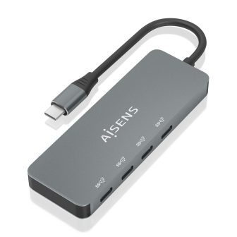 AISENS Hub USB 3.2 Gen2 10G USB-C, USB-C/M-4xUSB-C/H, Cinzento, 15cm
