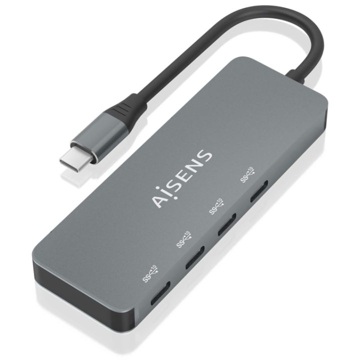AISENS USB 3.2 Gen2 10G USB-C Hub, USB-C/M-4xUSB-C/H, Gray, 15cm