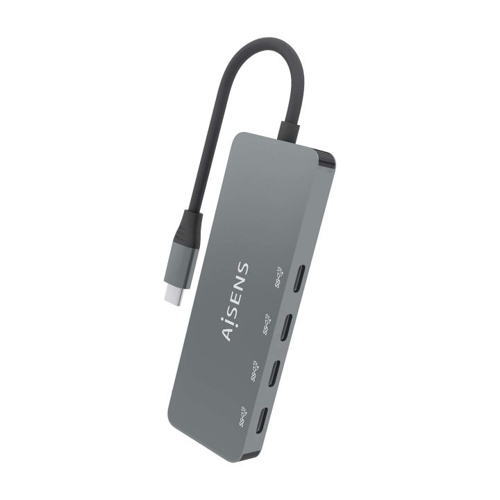 AISENS Hub USB 3.2 Gen2 10G USB-C, USB-C/M-4xUSB-C/H, Cinzento, 15cm