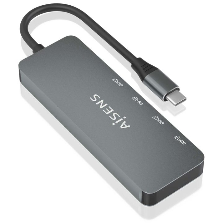 AISENS USB 3.2 Gen2 10G USB-C Hub, USB-C/M-4xUSB-C/H, Gray, 15cm