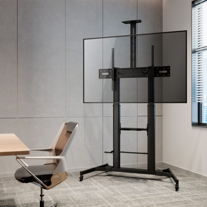 AISENS ECO Floor Stand with Wheels and Crank, DVD Tray and Camera…