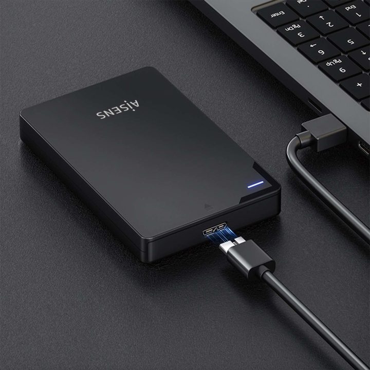 AISENS Caja Externa 2,5″ 9.5mm SATA a USB 3.0/USB3.1 Gen1, Negra