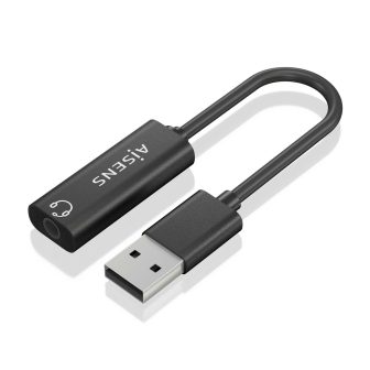 AISENS USB-A to Audio 48KHz Converter, USB-A/M-Jack 3.5/H, Black, 10…