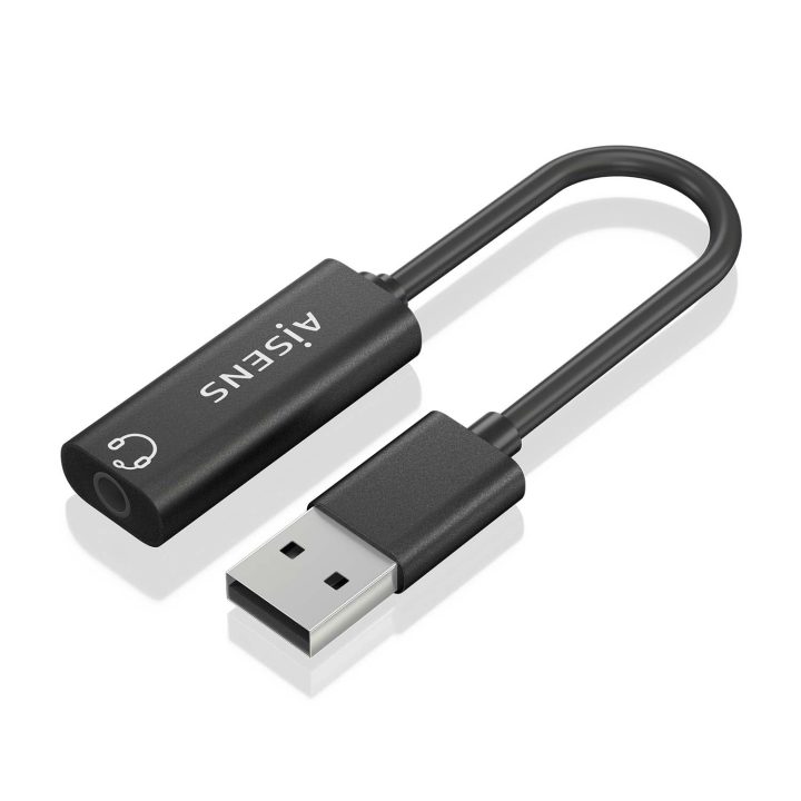 AISENS Conversor USB-A para Áudio 48KHz, USB-A/M-Jack 3.5/H, Preto…