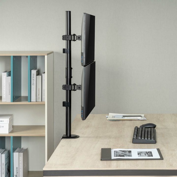 AISENS Suporte de secretária eco rotativo e inclinável para 2…