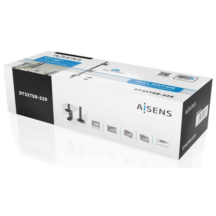 AISENS Suporte de secretária eco rotativo e inclinável para 2…
