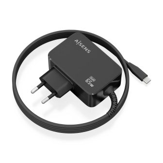 AISENS GaN 65W PD3.0 Charger 1xUSB-C 1.8m, Black