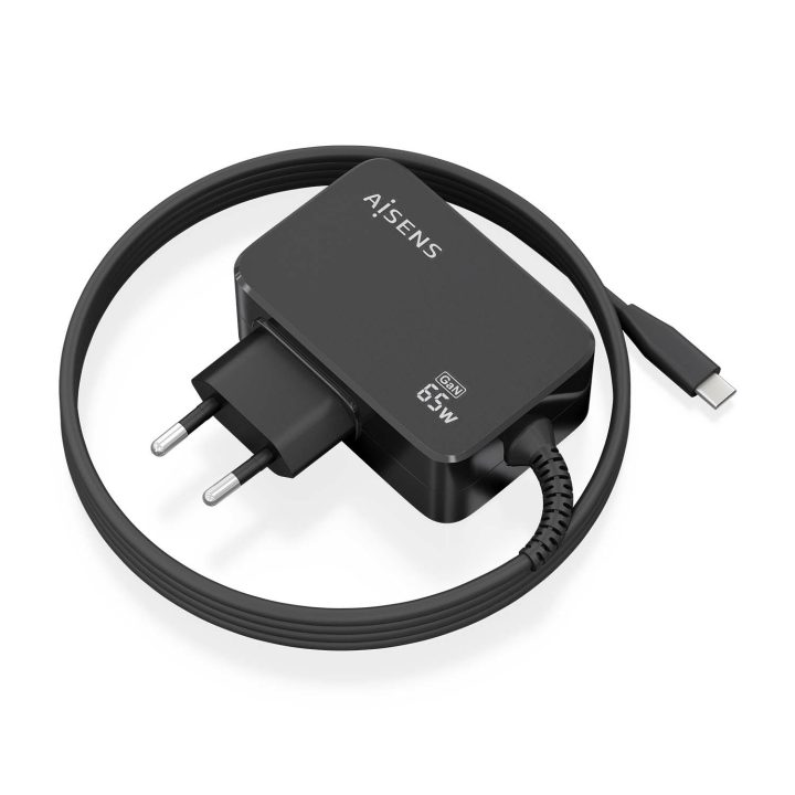 AISENS GaN 65W PD3.0 Charger 1xUSB-C 1.8m, Black