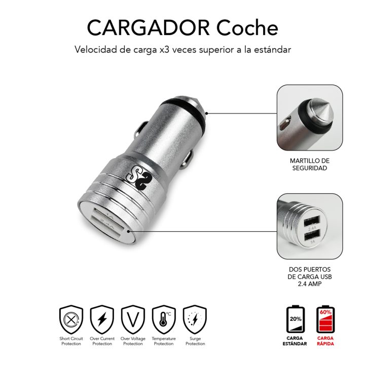 Carregador de carro Subblim 12W USB tipo A (SUB-CHG-4CC001)