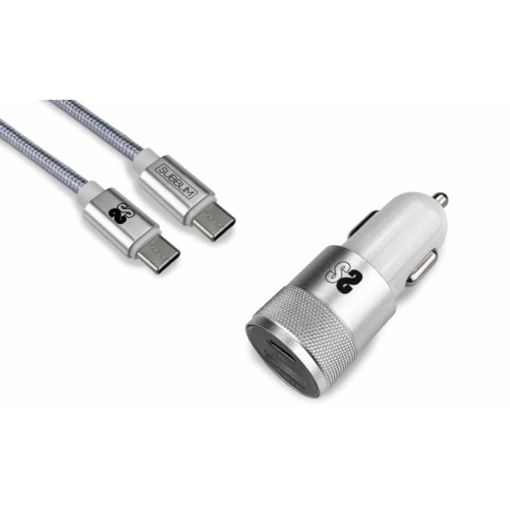 Subblim Dual Car Charger PD20W+qc3.0+c to c/Lightning s…