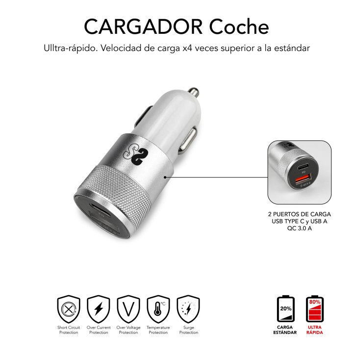 Subblim Dual Car Charger PD20W+qc3.0+c to c/Lightning s…