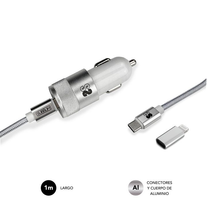 Subblim Dual Car Charger PD20W+qc3.0+c to c/Lightning s…