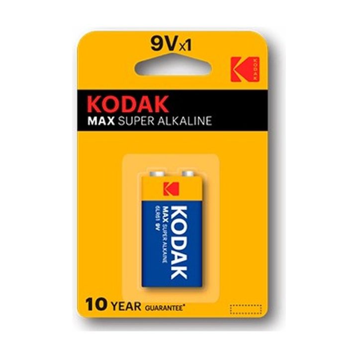 Kodak Max Alkaline 9V Batteries (6LR61) Blister Pack