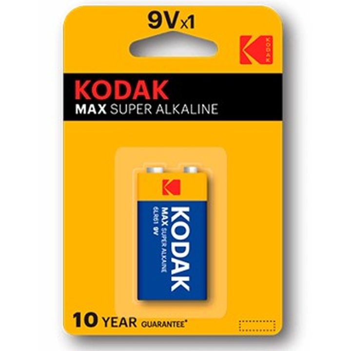 Kodak Max Alkaline 9V Batteries (6LR61) Blister Pack