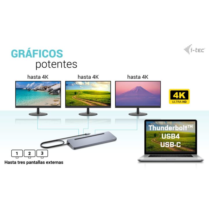 i-tec USB-C Metal Ergonomic 3x 4K Display Docking Station with Power…