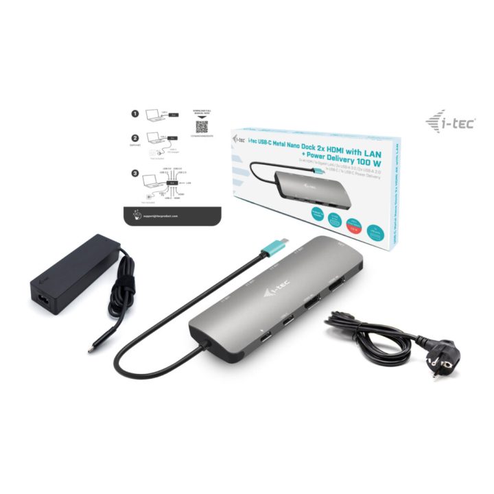 i-tec Metal USB-C Nano 2x Display Docking Station with PD 100 W +…