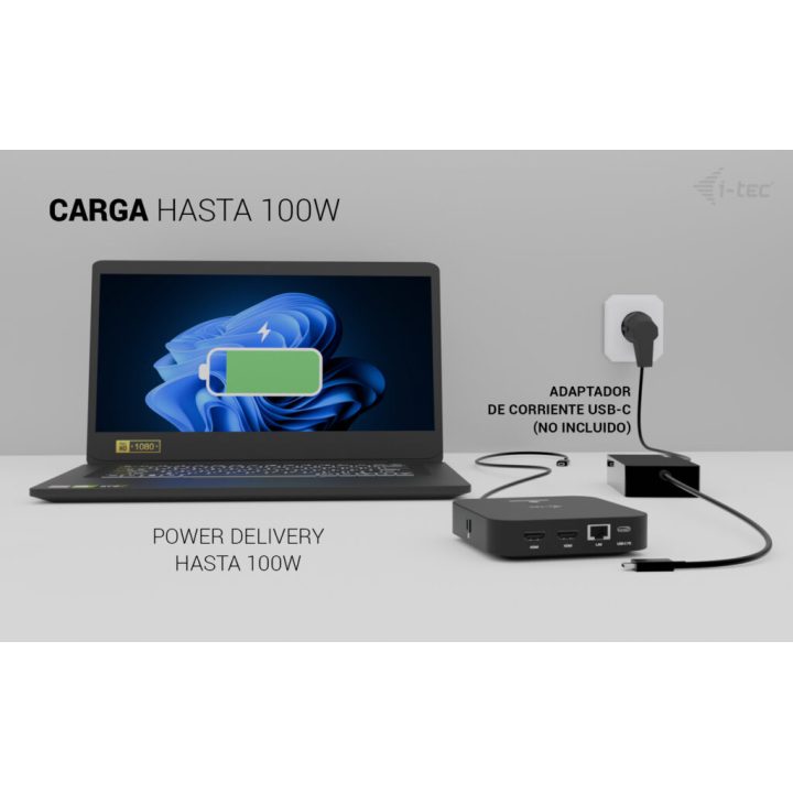 Estação de ancoragem i-tec USB-C com duplo HDMI e Power Delivery 100 W