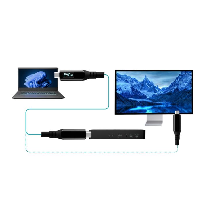 Cabo i-tec Thunderbolt 4/USB4 Class Pro 240W com LCD (40 Gbps, 150 cm)