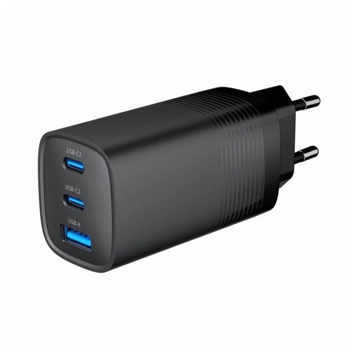 Gembird Fast USB PDGaN Charger 3 Ports 67 W (TA-UC-PDQC65-01-BK)