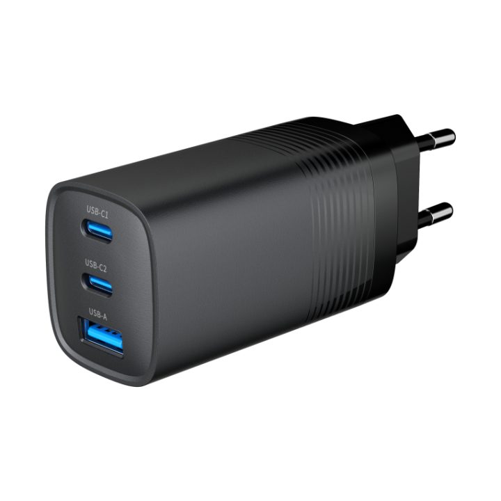 Gembird Fast USB PDGaN Charger 3 Ports 67 W (TA-UC-PDQC65-01-BK)