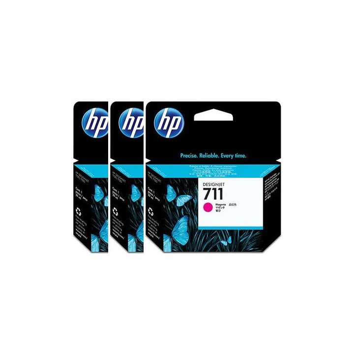 HP 3-Pack of HP DesignJet 711 Magenta Ink Cartridges, 29 ml