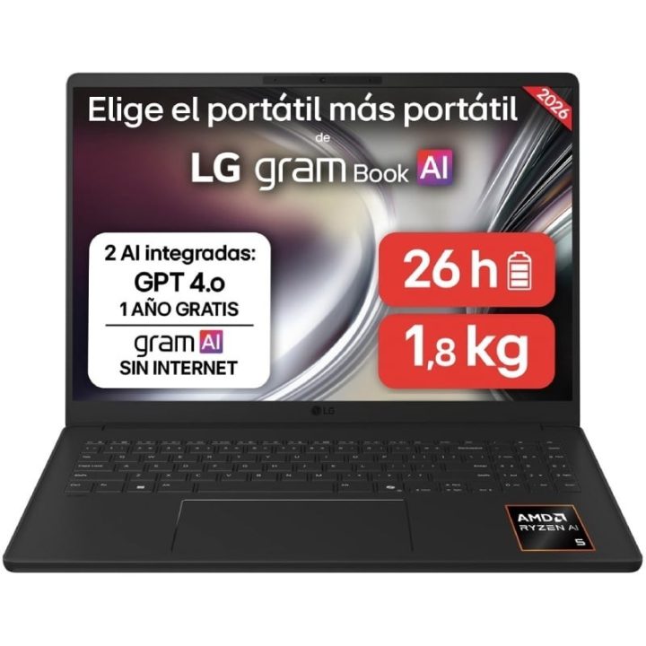 LG portátil 16" gram 16UD55U, freeos, AMD Ryzen 5, 16 GB RAM, 512 GB…