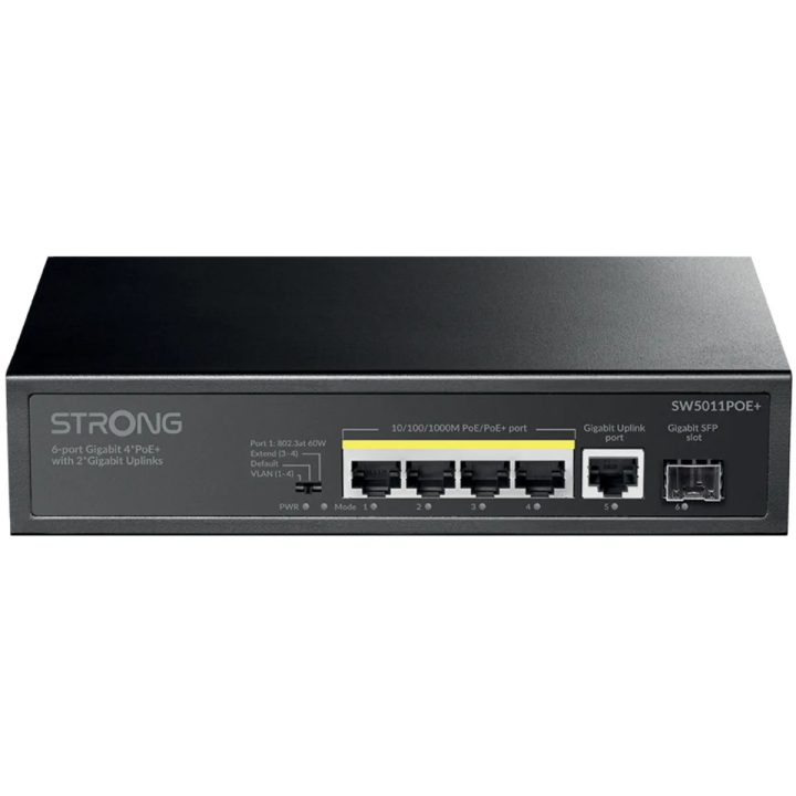 Strong switch 4 PoE com uplinks 2 Gigabit (SW5011POE+)