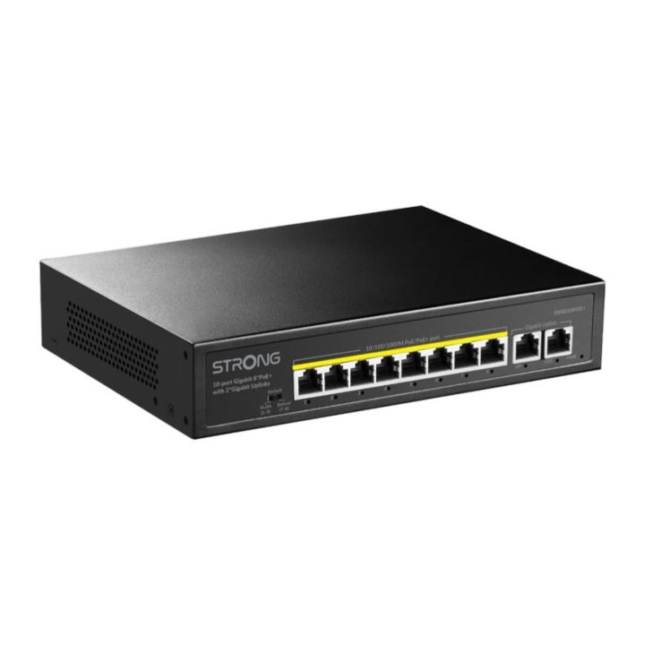 Strong 8-Port PoE Switch with 2 Ethernet Uplinks (SW8010POE+)