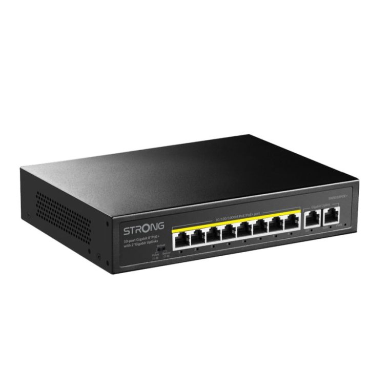 Strong switch 8 PoE con 2 enlaces ascendentes Ethernet (SW8010POE+)