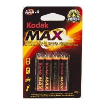 Kodak Max Alkaline AAA LR3 1.5V Batteries 4-Pack Blister
