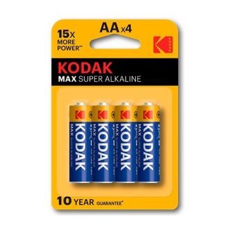 Kodak Max Alkaline AA LR6 1.5V Batteries - 4-Pack Blister