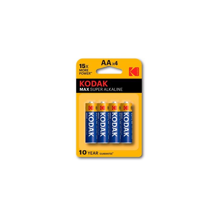 Kodak Max Alkaline AA LR6 1.5V Batteries - 4-Pack Blister