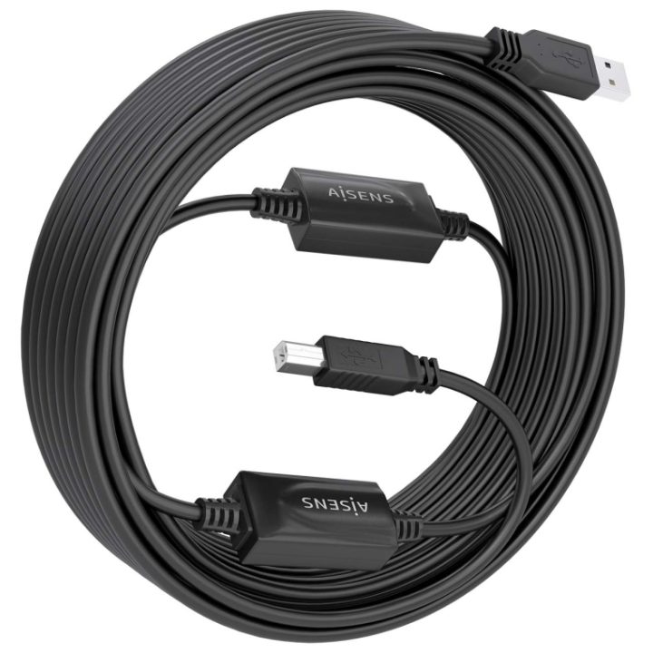 AISENS Cabo USB 2.0 com Amplificador, Tipo A/M-B/M, Preto, 10m