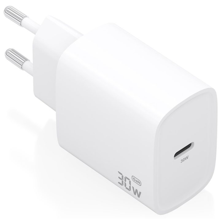 AISENS Carregador GaN 30W, 1xUSB-C PD3.0, Branco