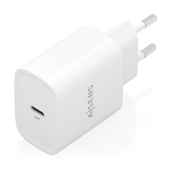 AISENS GaN Charger 30W, 1xUSB-C PD3.0, White