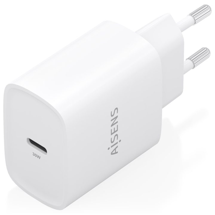 AISENS Carregador GaN 30W, 1xUSB-C PD3.0, Branco