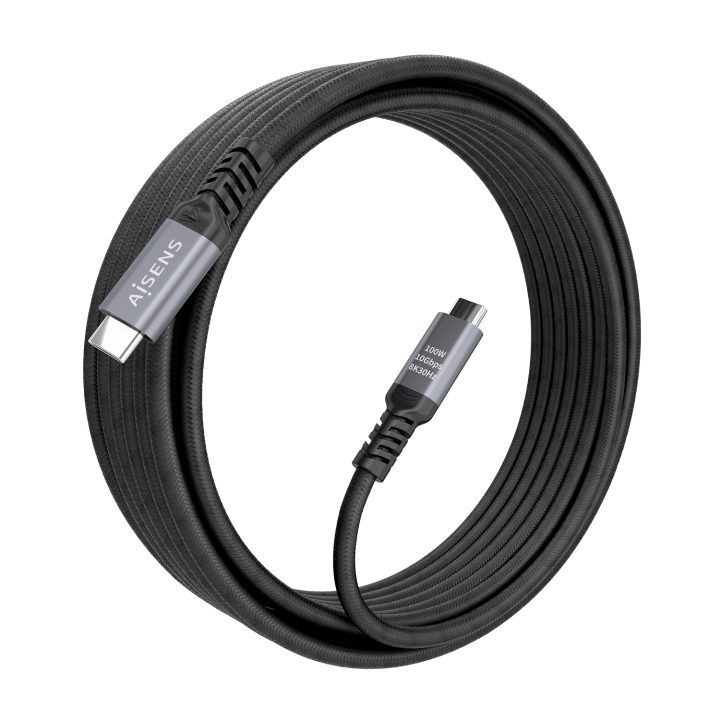 AISENS Cable USB 3.2 Gen2 Aluminio 10Gbps 8K@30Hz 5A 100W E-Mark…