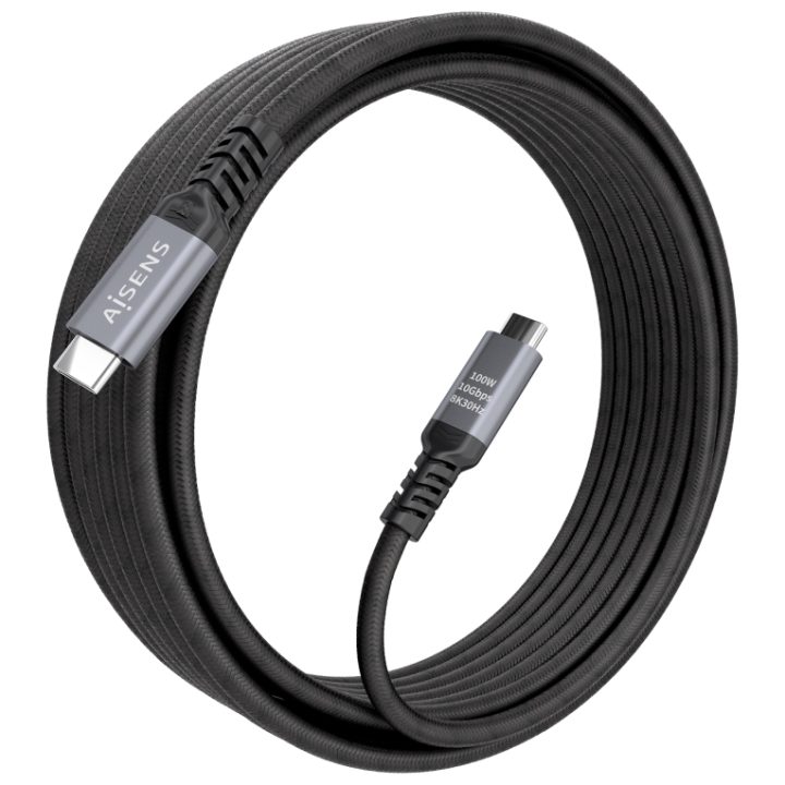 AISENS USB 3.2 Gen2 Aluminum Cable 10Gbps 8K@30Hz 5A 100W E-Mark…