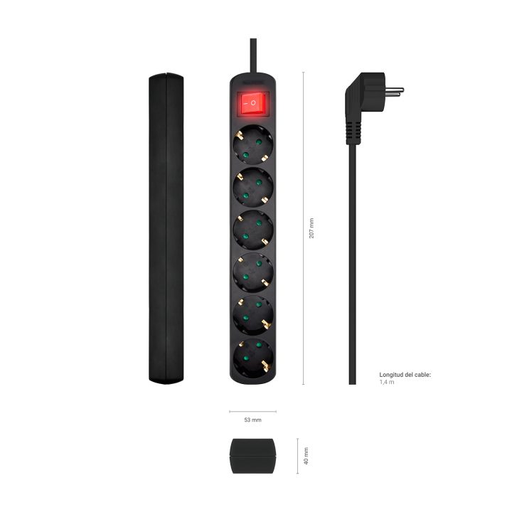 AISENS Base Multiple 6 Tomas Con Interruptor Con Cable 3x1.5mm2…