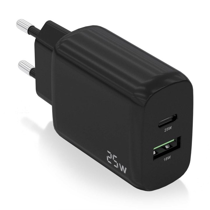 AISENS Carregador 25W, 1xUSB-C PD3.0, 1xUSB-A QC3.0, Branco