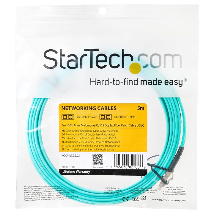 StarTech.com 5m Multimode OM3 Fiber Optic Cable LC to LC UPC - Full…